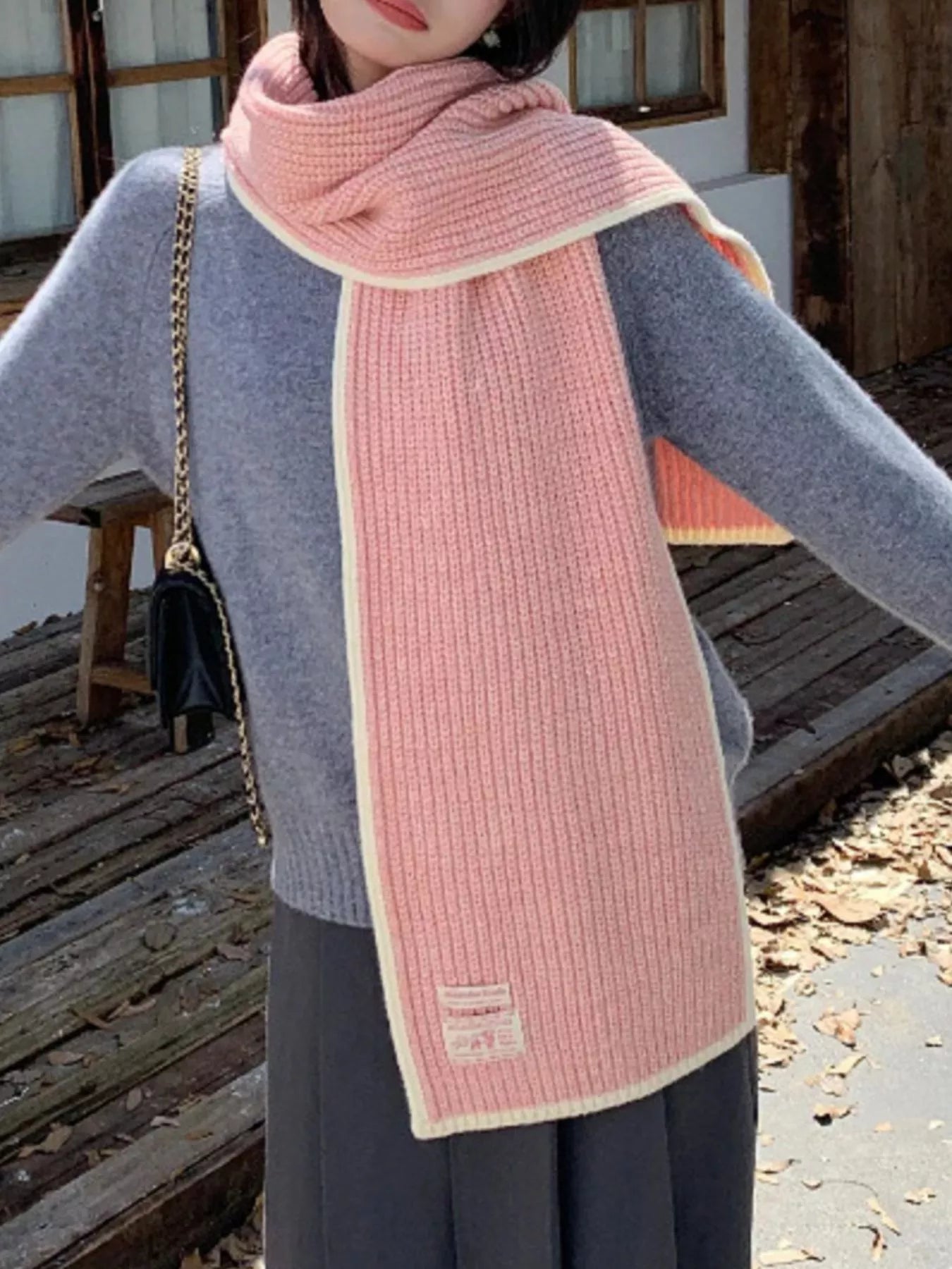 TEEK - Contrast Trim Knitted Winter Scarf SCARF TEEK Trend