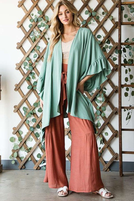 TEEK - Wide Sleeve Ruffle Kimono SHAWL TEEK FG