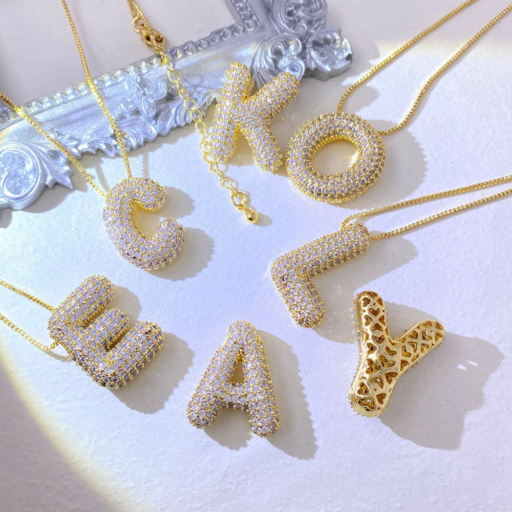 TEEK - L-U Gold-Plated Inlaid Zircon Letter Necklace JEWELRY TEEK Trend   