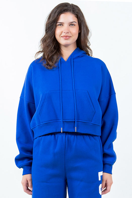 TEEK - Royal Blue Los Angeles Drawstring Cropped Hoodie TOPS TEEK Trend