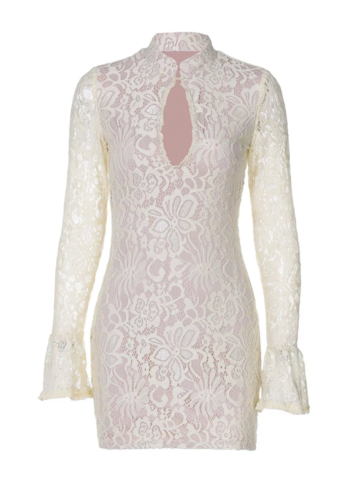 TEEK - Lace Cutout Long Sleeve Mini Dress DRESS TEEK Trend