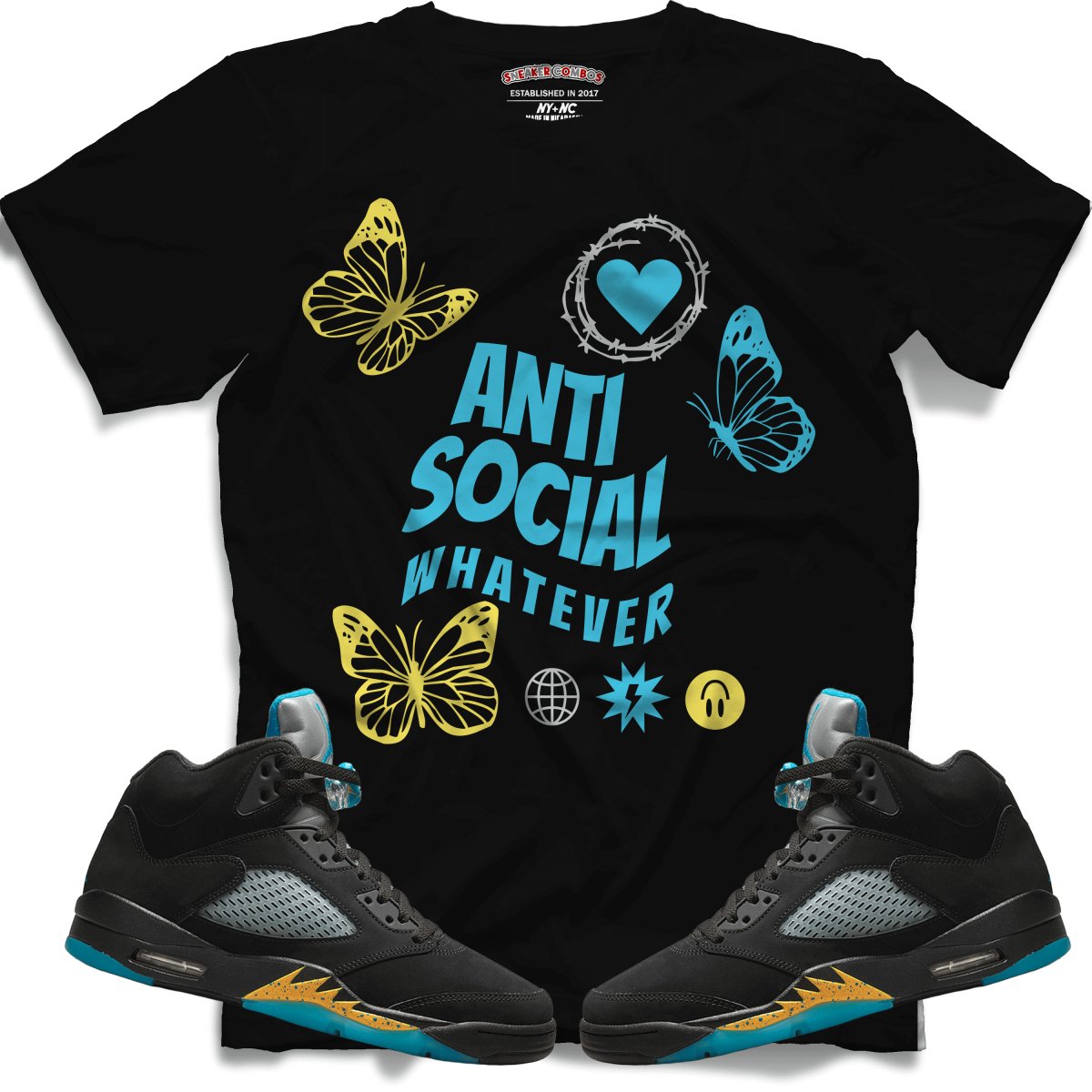 TEEK - Anti Social Whatever (Retro 5 Aqua) T-Shirt TOPS TEEK MS X-Small