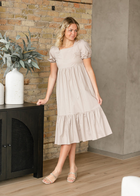 TEEK - Ava Square Neck Midi Dress DRESS TEEK INH Taupe XS