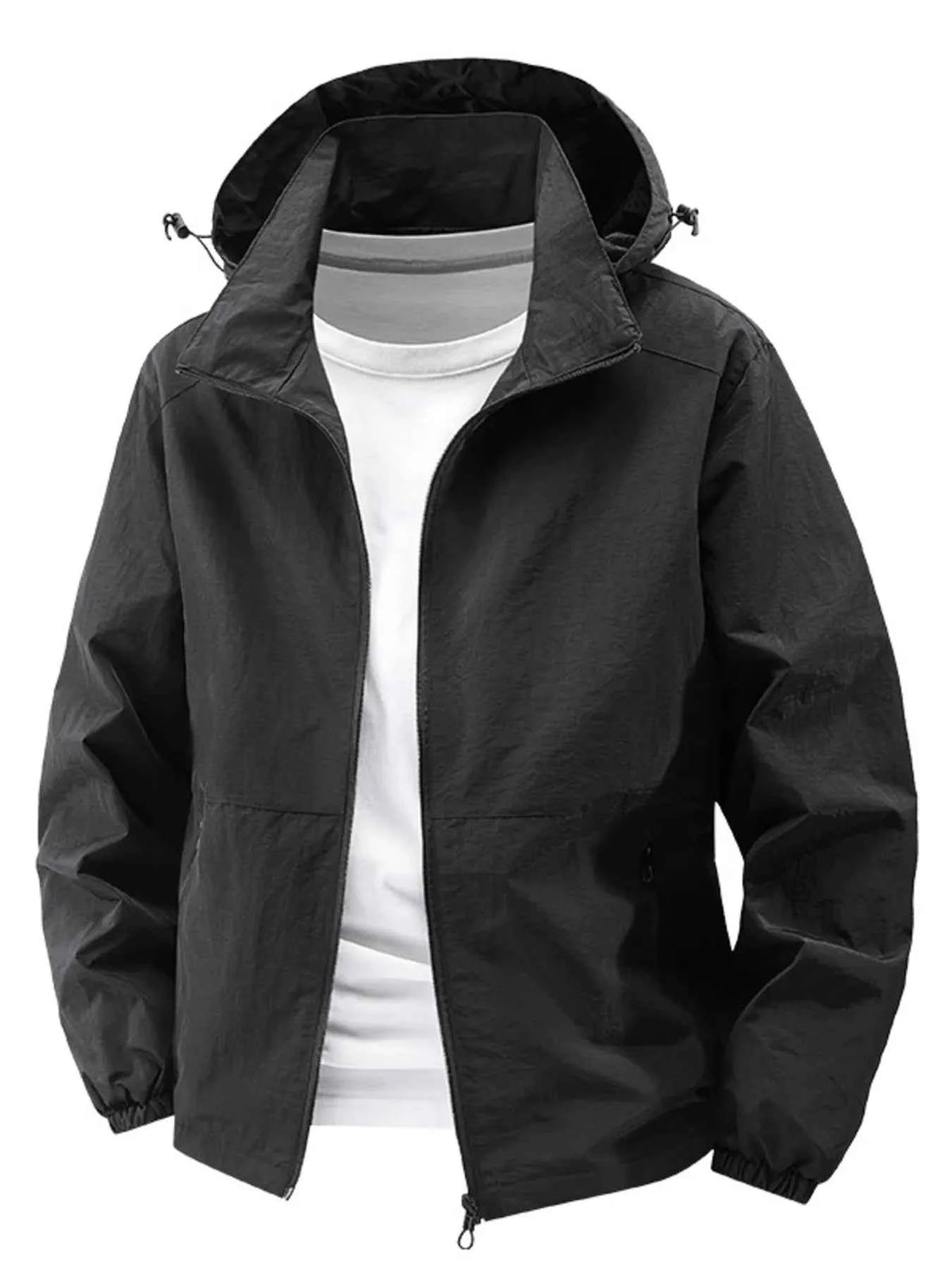 TEEK - Mens Plus Size Lightweight Hooded Windbreaker Jacket JACKET TEEK Trend Black M