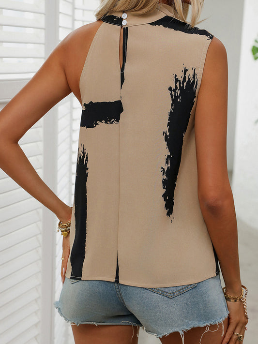 TEEK - Khaki Perfee Cowl Neck Sleeveless Blouse TOPS TEEK Trend