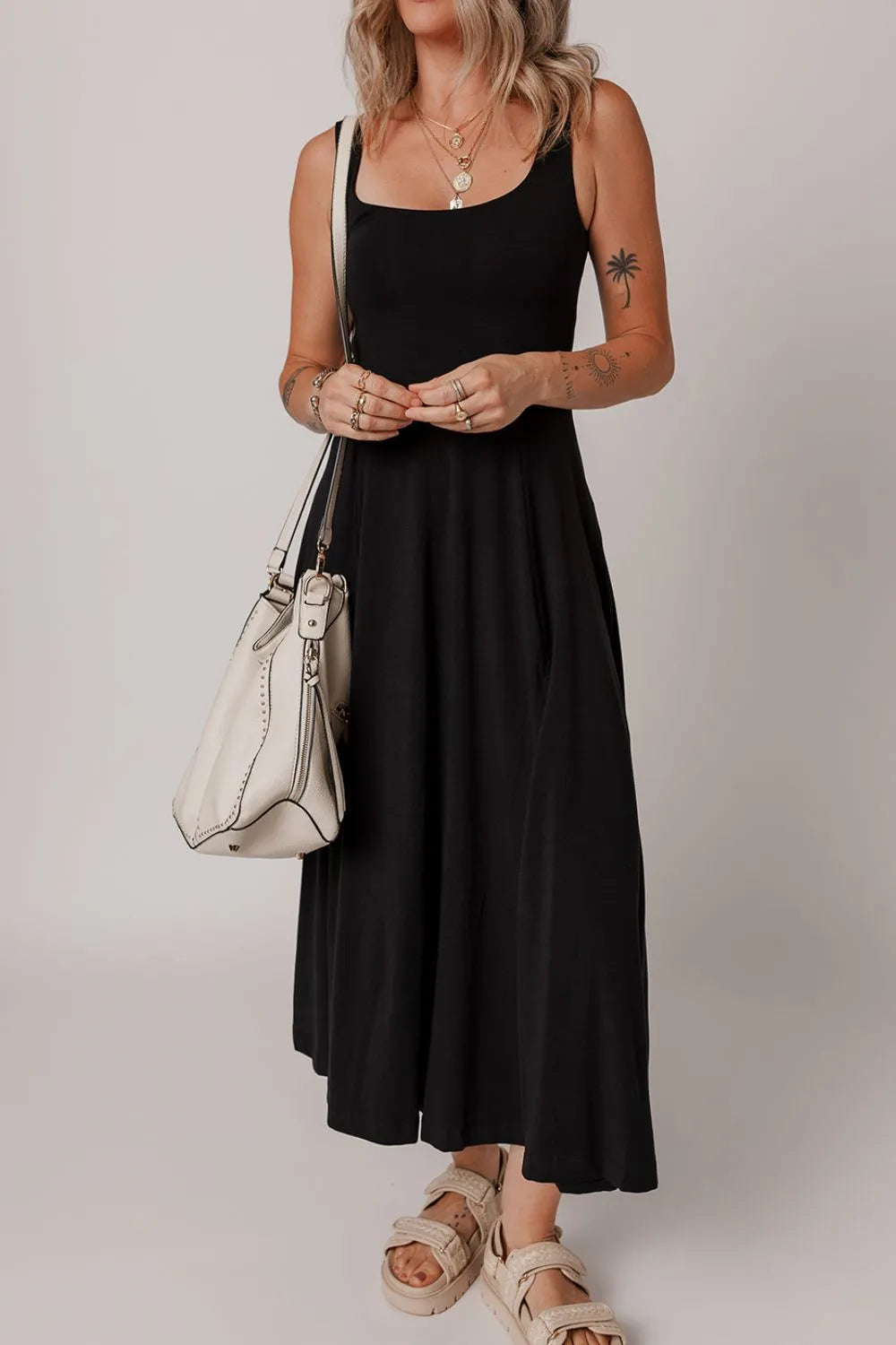 TEEK - Side Slit Scoop Neck Wide Strap Dress DRESS TEEK Trend
