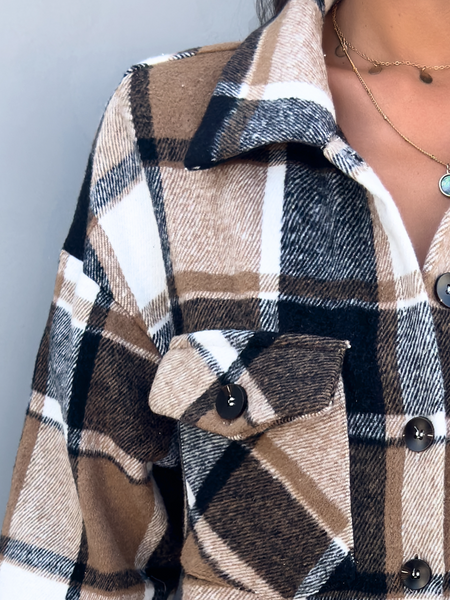 TEEK - Plaid Cardigan Shirt Jacket JACKET TEEK W