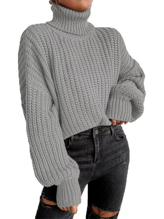 Chuny Knit Turtleneck Long Sleeve Sweater Trendsi