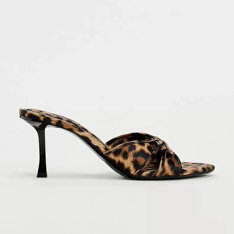 TEEK - Bow Leopard Kitten Heel Sandals SHOES TEEK Trend