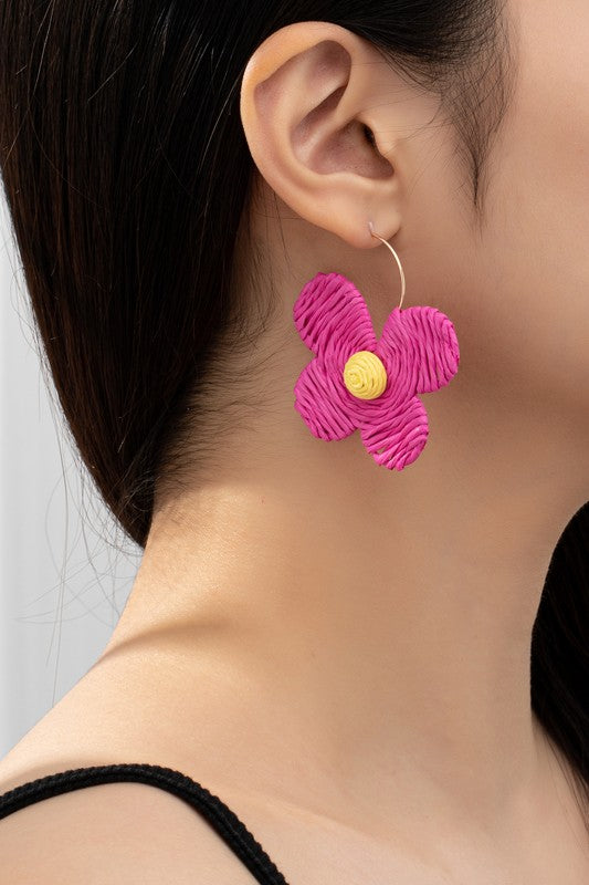 TEEK - Raffia Straw Flower Earrings JEWELRY TEEK FG