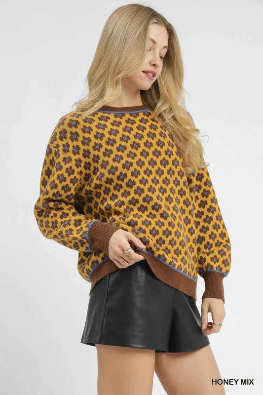 TEEK - Abstract Print Crew Neck Sweater TOPS TEEK Trend