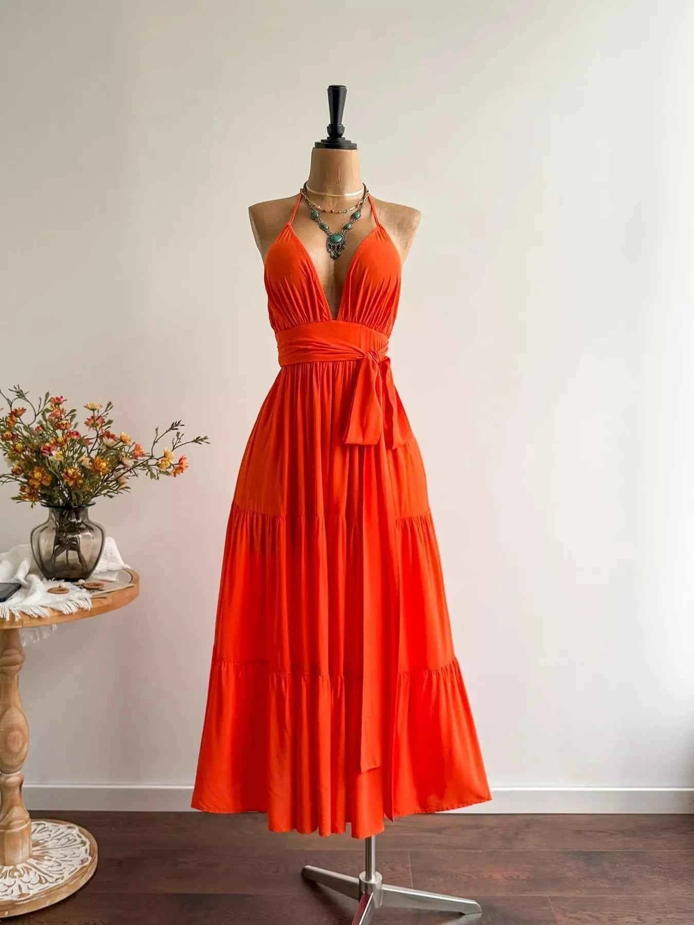TEEK - Halter Neck Tiered Dress DRESS TEEK Trend