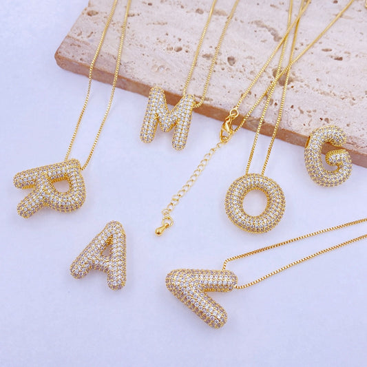 TEEK - A-Z Gold-Plated Inlaid Zircon Letter Necklace JEWELRY TEEK Trend