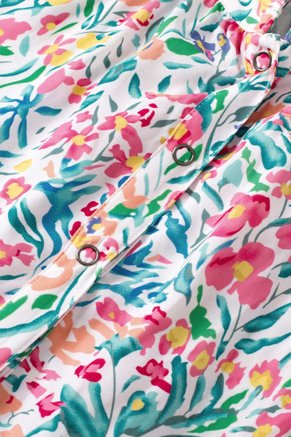 TEEK - Floral Printed Notched Short Sleeve Blouse TOPS TEEK Trend