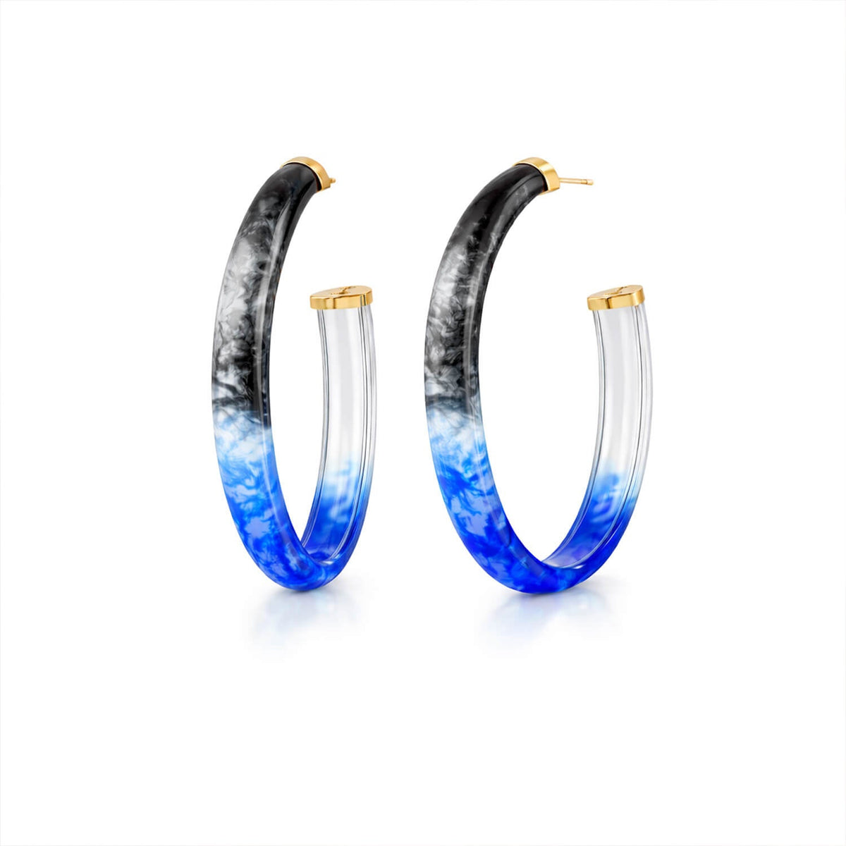 TEEK - XL Oval Tie Dye Lucite Hoop Earrings in Black & Amber JEWELRY TEEK GNH BLACK/BLUE