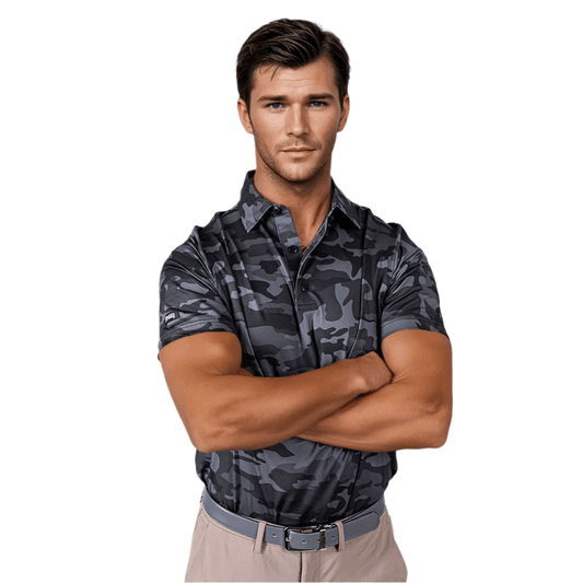 TEEK - Black Camo Mens Polo TOPS TEEK 2P