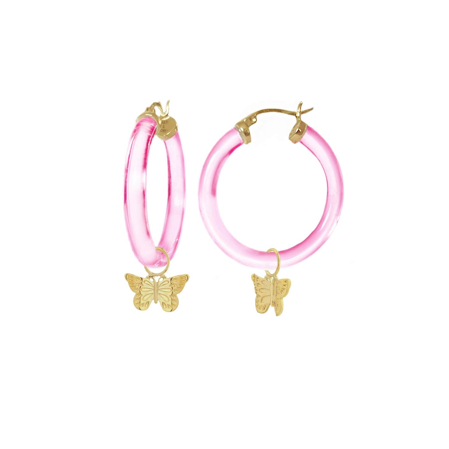 TEEK - Butterfly Charm Lucite Hoop Earrings JEWELRY TEEK GNH PINK