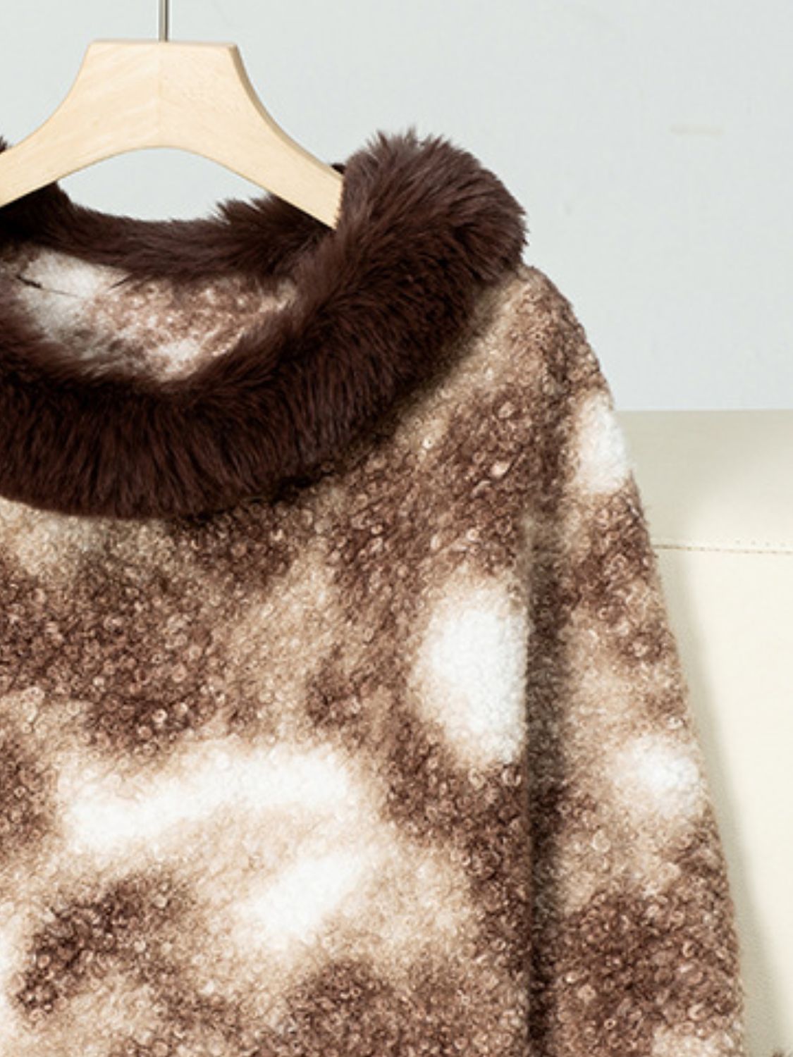 TEEK - Furry Contrast Three-Quarter Poncho JACKET TEEK Trend
