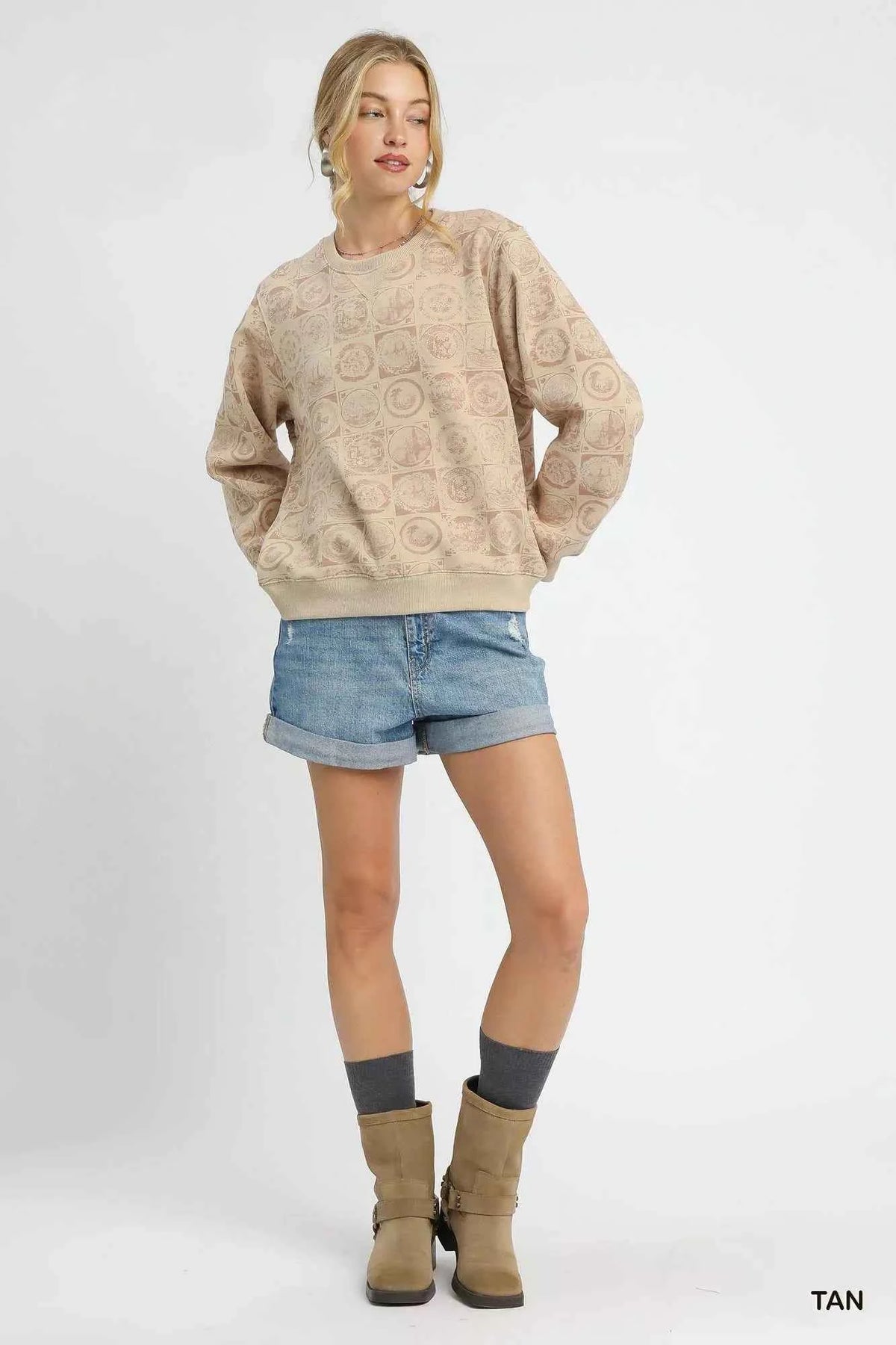 TEEK - Coin Stamp Print Sweatshirt TOPS TEEK Trend