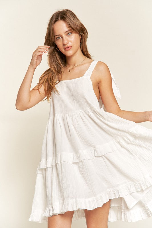 TEEK - Square Neck Ruffle Dress DRESS TEEK FG WHITE S