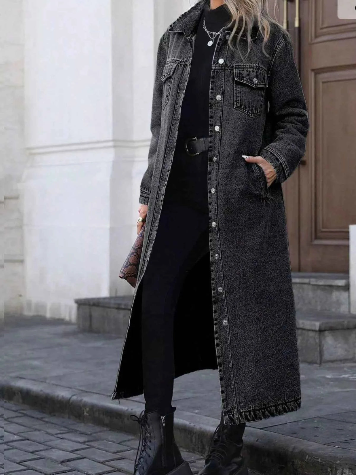 TEEK - Longline Button-Front Denim Coat COAT TEEK Trend