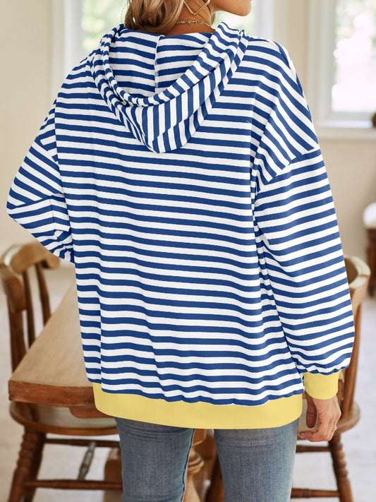TEEK - Lovelet Drawstring Striped Long Sleeve Hoodie TOPS TEEK Trend