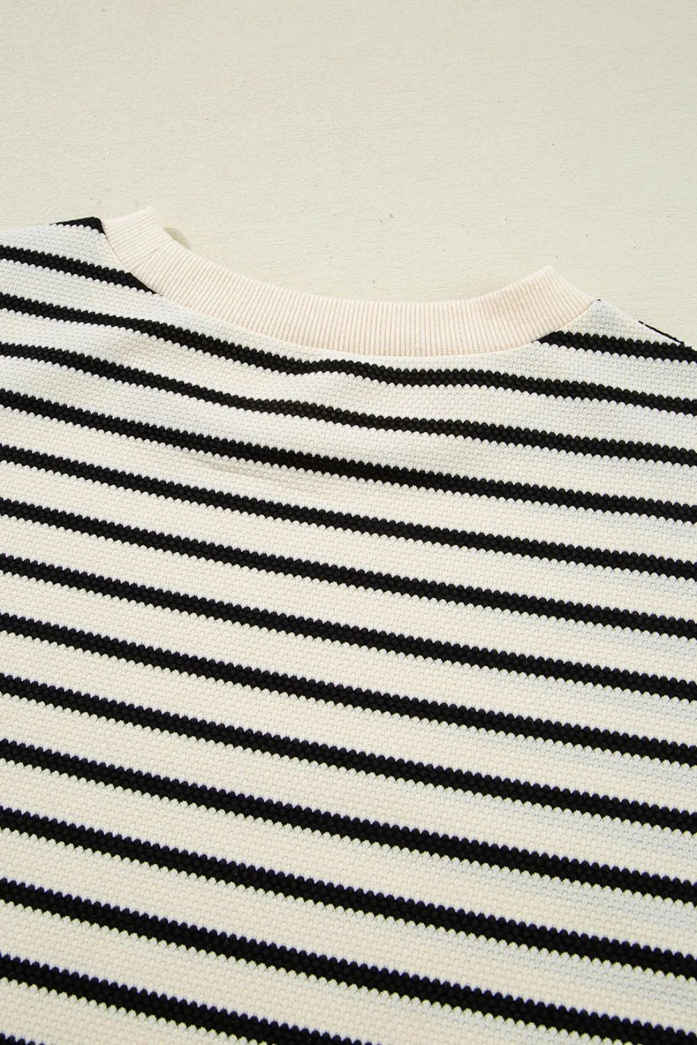 TEEK - Striped Round Neck Ruffle Sleeve Blouse JEANS TEEK Trend