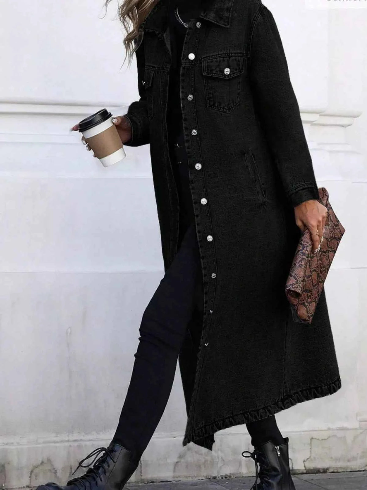 TEEK - Longline Button-Front Denim Coat COAT TEEK Trend