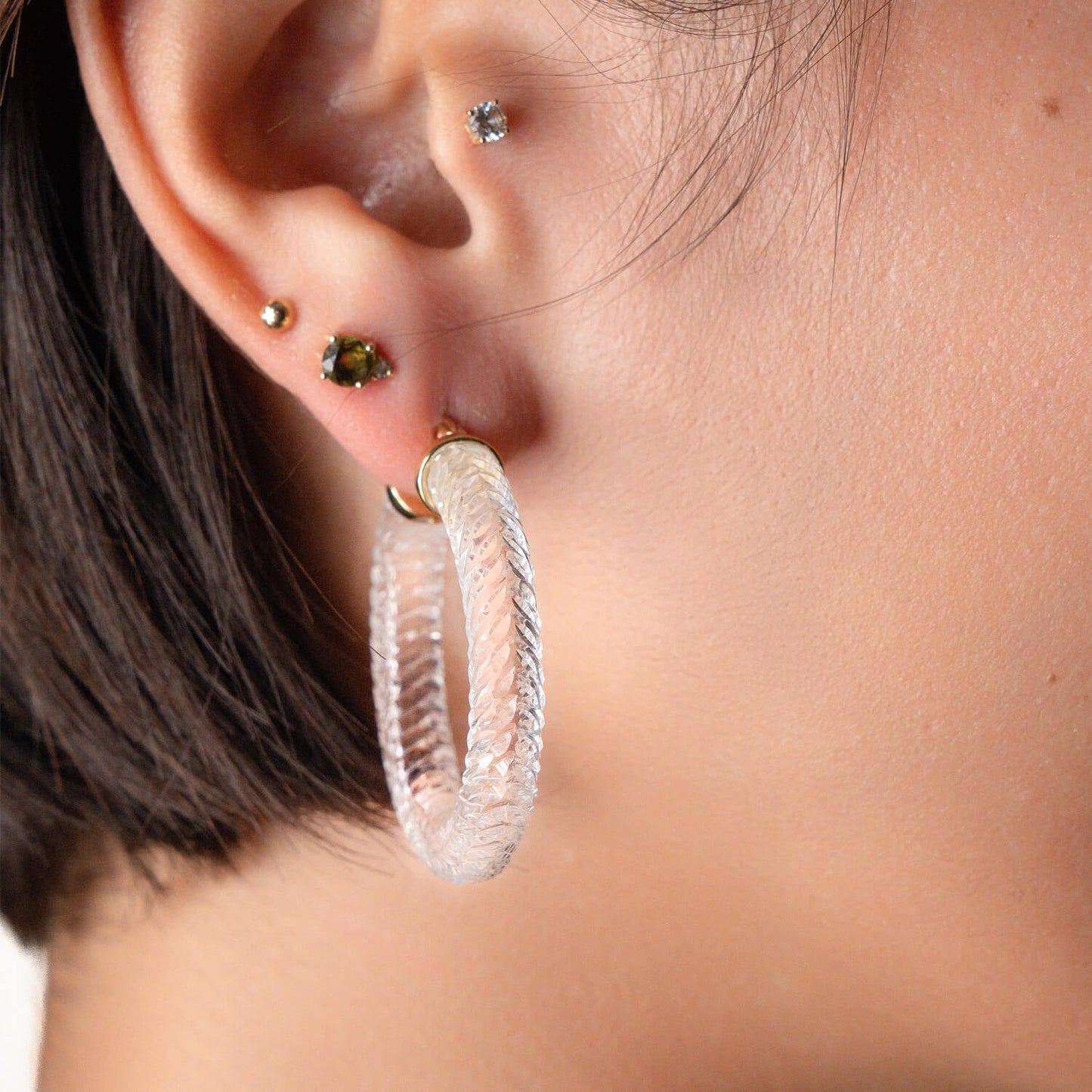 TEEK - Clear Cable Lucite Hoop Earrings JEWELRY TEEK GNH