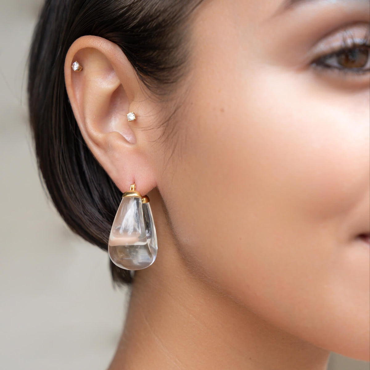 TEEK - Clear Chunky Bucket Hoop Earrings JEWELRY TEEK GNH
