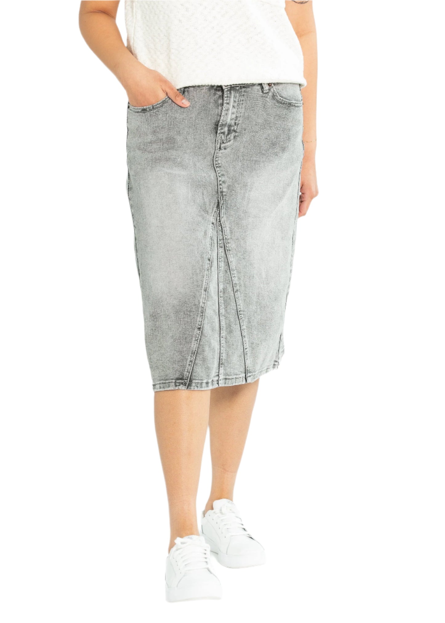TEEK - Claire A-line Denim Midi Skirt SKIRT TEEK INH