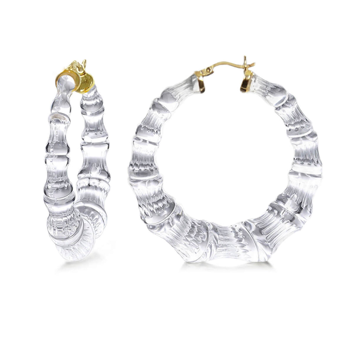 TEEK - Clear Lucite Bamboo Hoop Earrings JEWELRY TEEK GNH
