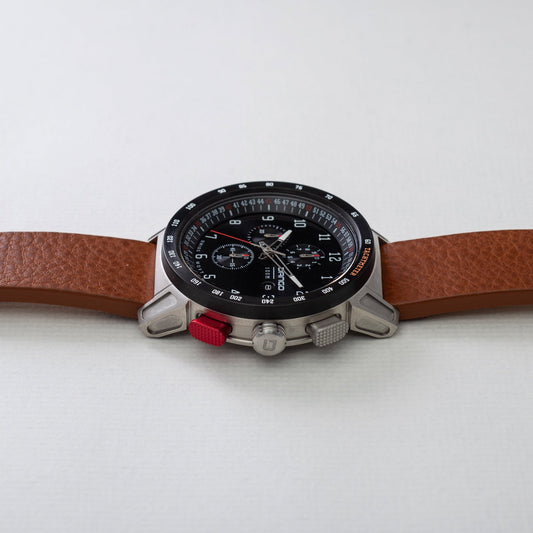 TEEK - MENS CR-01 - CHRONO WATCH ITALIAN LEATHER STRAP - WHISKEY BROWN WATCH TEEK D