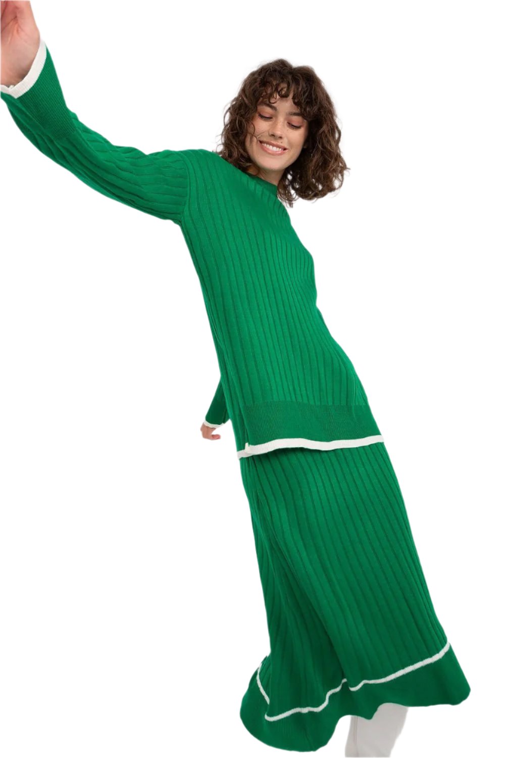 TEEK - 3 Line Contrast Top Skirt Set SET TEEK MH green One Size