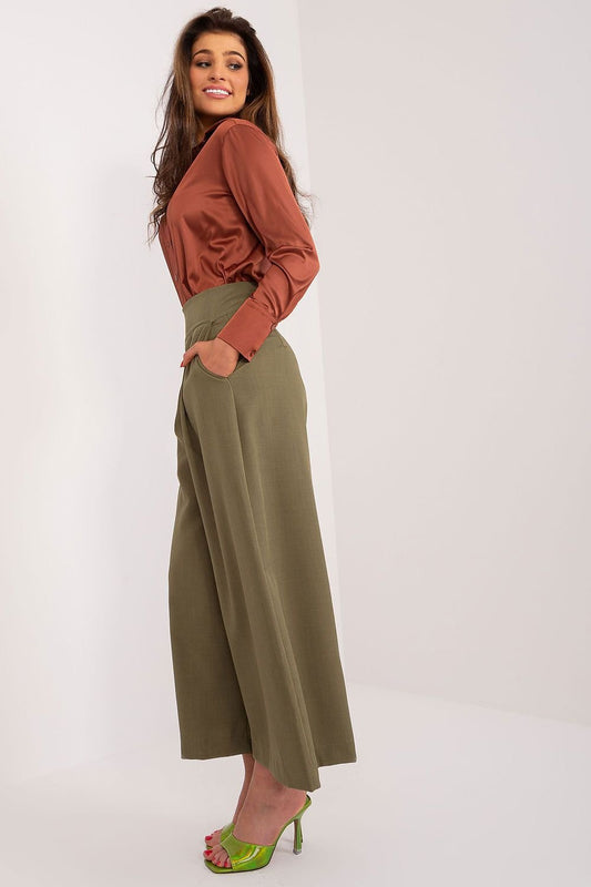 TEEK - Green Wide Solid Culotte Trousers PANTS TEEK MH