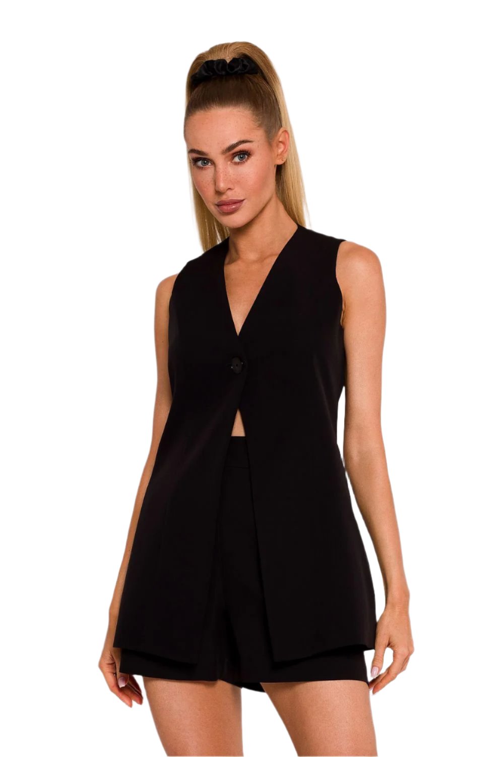 TEEK - One Button Sleeveless Gilet Top TOPS TEEK MH black S