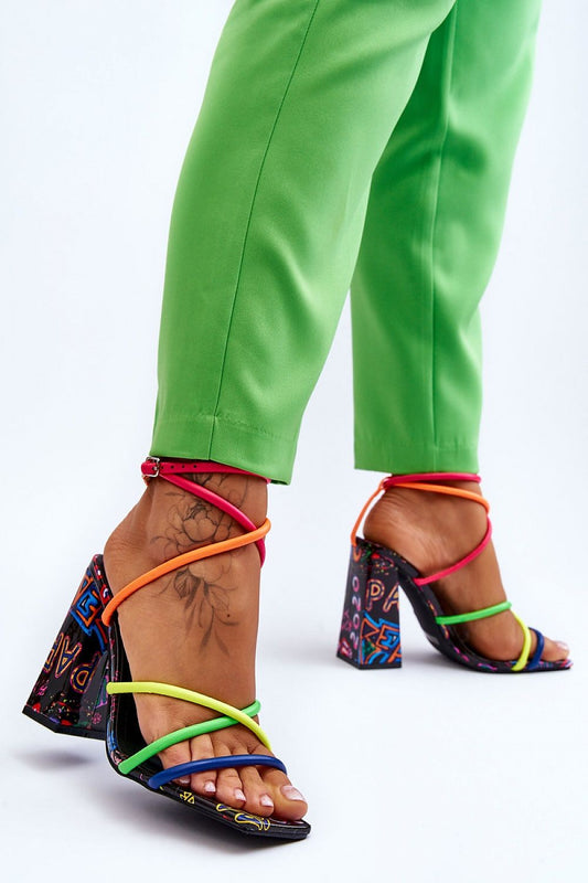 TEEK - Multicolored Strapped Heel Sandals