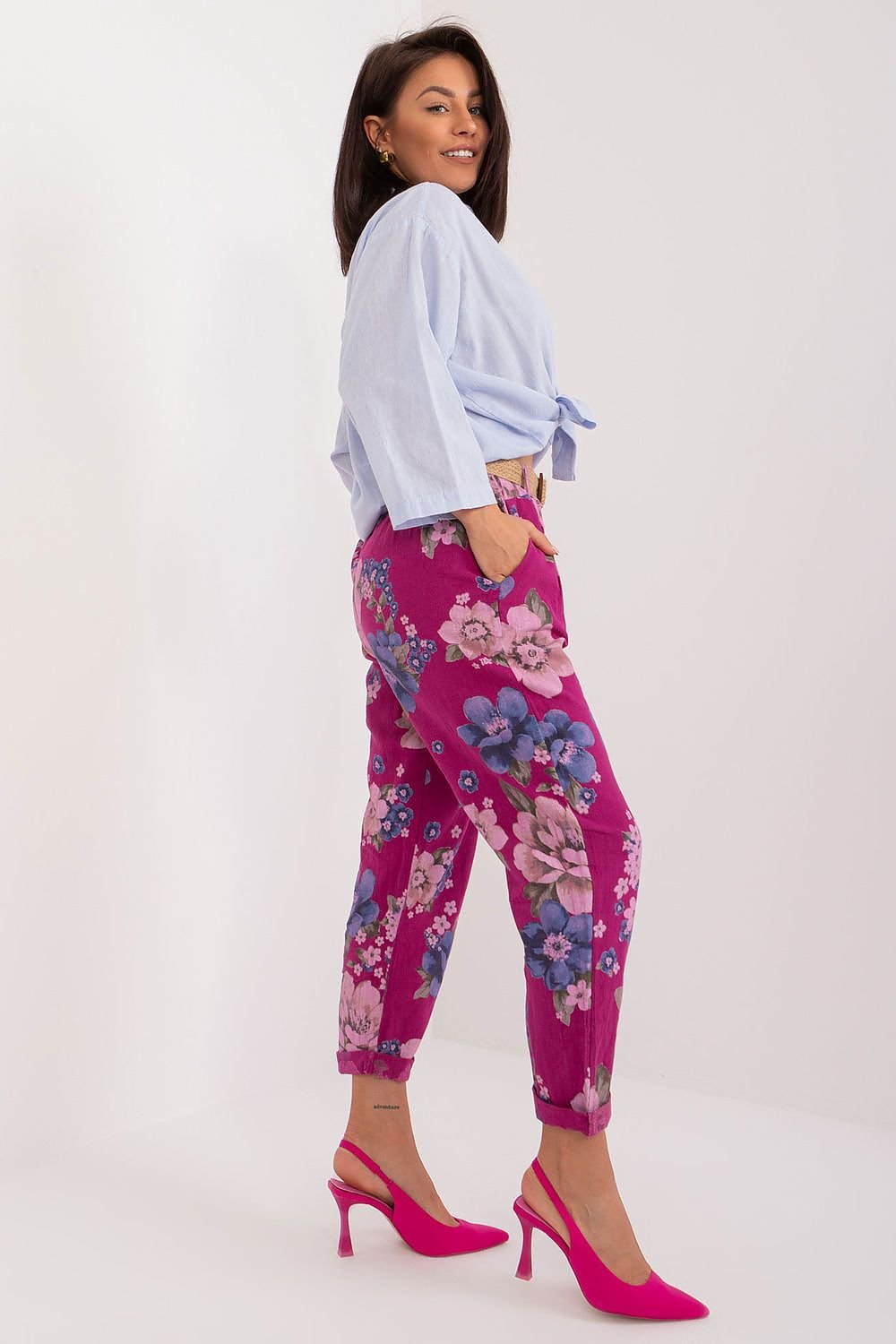 TEEK - Floral Print Belted Ttrousers PANTS TEEK MH