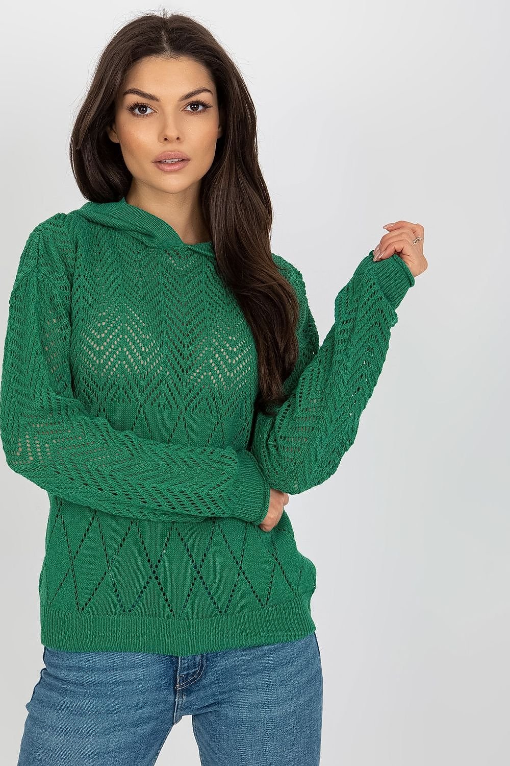 TEEK - Knitted Mixed Mesh Hoodie TOPS TEEK MH green One Size