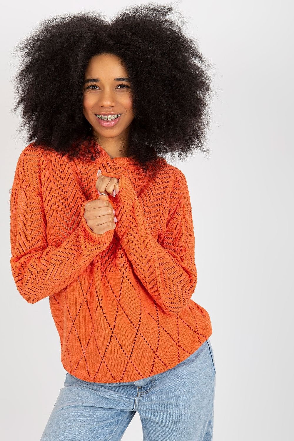TEEK - Knitted Mixed Mesh Hoodie TOPS TEEK MH orange One Size
