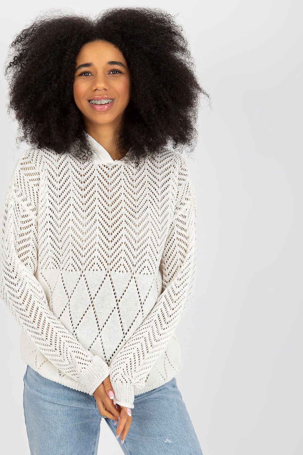 TEEK - Knitted Mixed Mesh Hoodie TOPS TEEK MH beige One Size