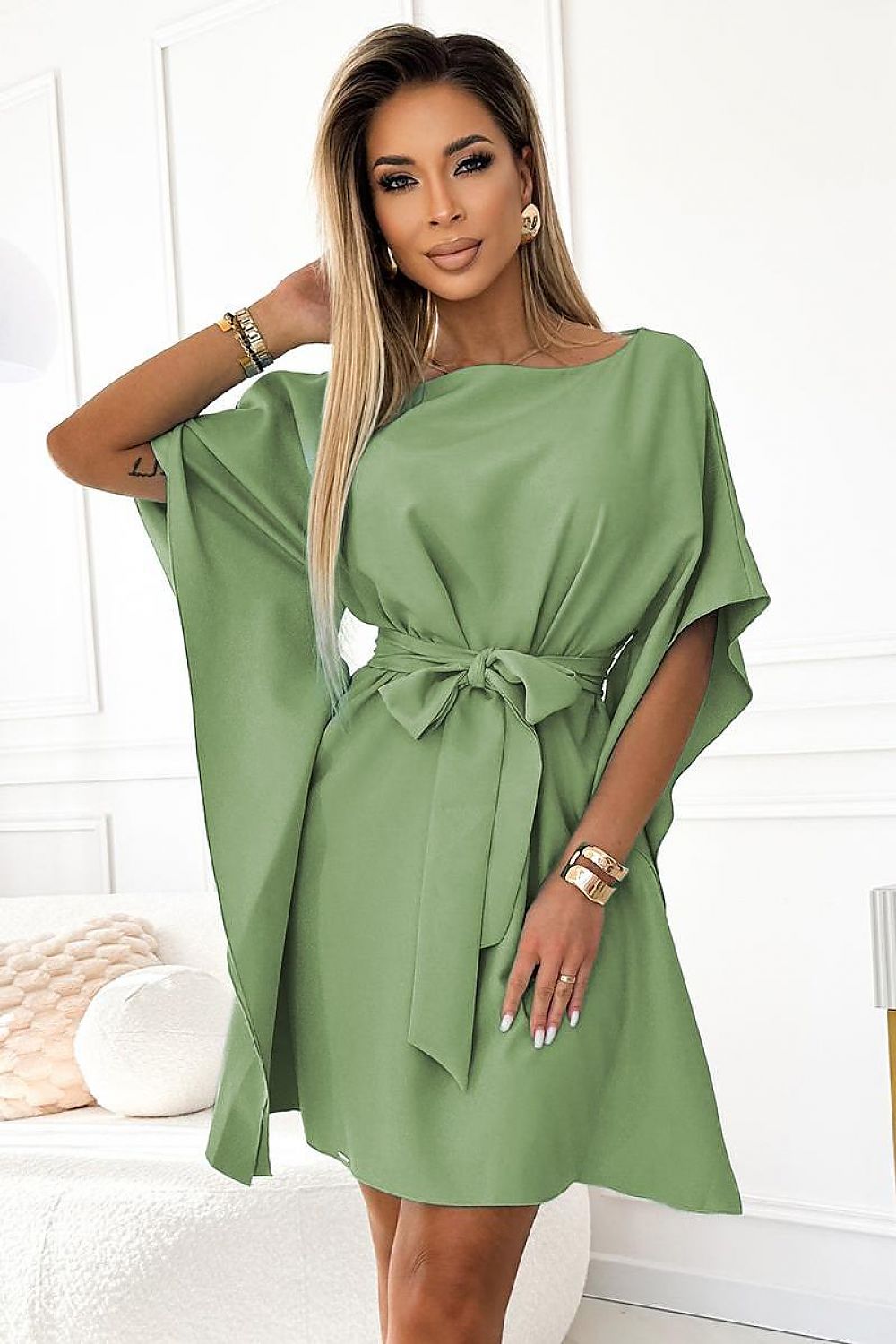 TEEK - Green Belted Flow Sleeve Daydress DRESS TEEK MH