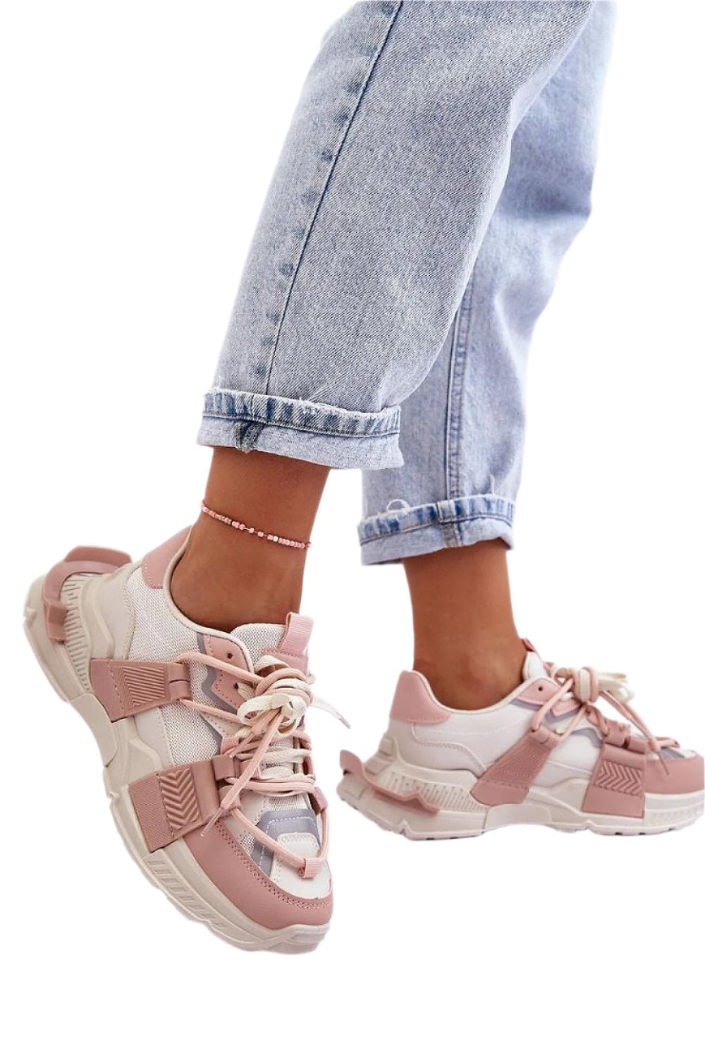 TEEK - Beige Blush Grouped Lace Sneakers SHOES TEEK MH 6