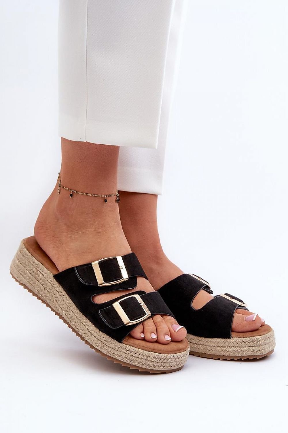 TEEK - Double Buckle Strap Straw Sole Sandals SHOES TEEK MH black 6.5
