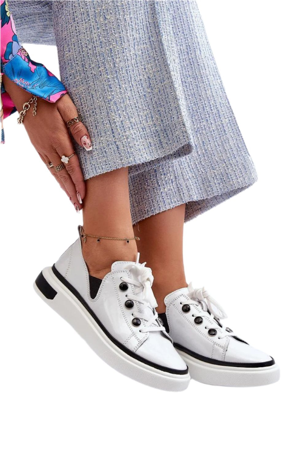 TEEK - White Ellipse Laced Sneakers SHOES TEEK MH