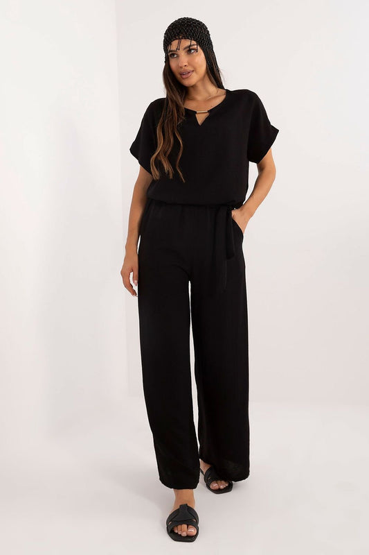 TEEK - Belted Necklace Top Pocketed Pants Set SET TEEK MH black