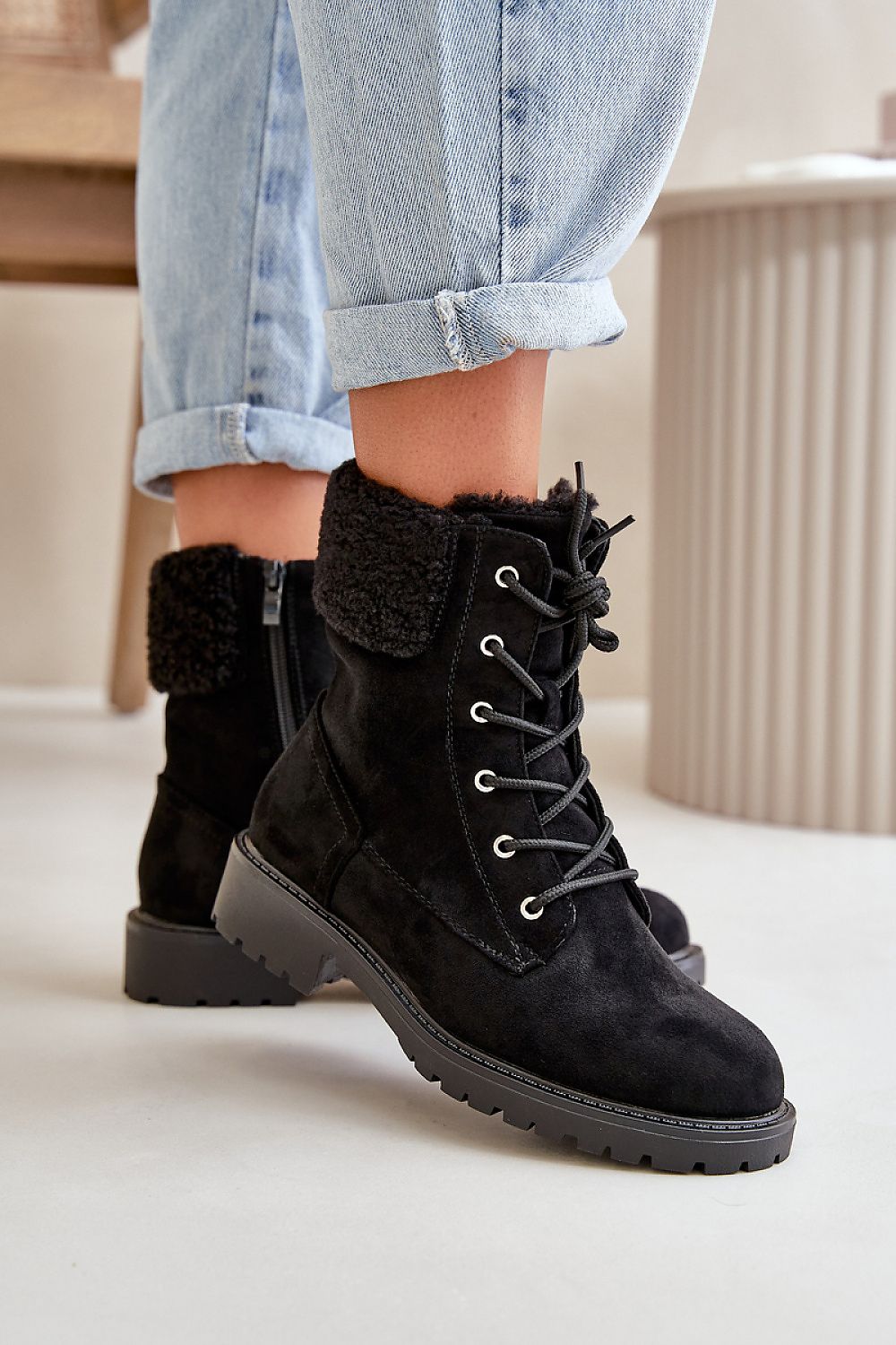 TEEK - Laced Fuzz Ankle Booties SHOES TEEK MH