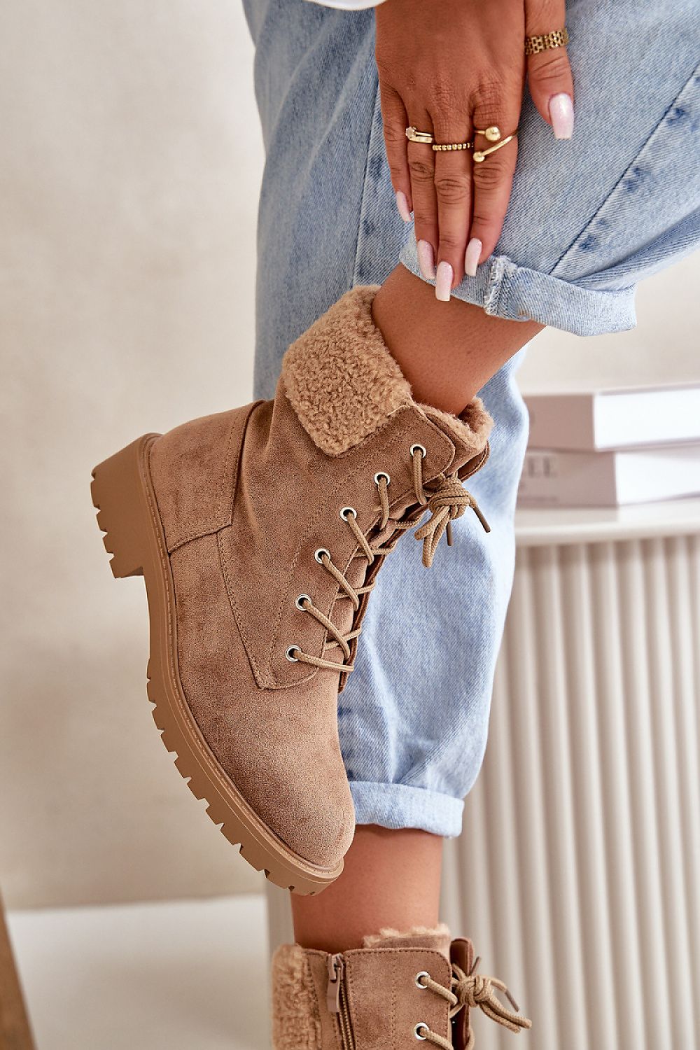 TEEK - Laced Fuzz Ankle Booties SHOES TEEK MH