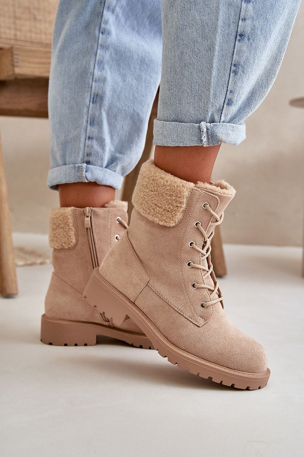 TEEK - Laced Fuzz Ankle Booties SHOES TEEK MH