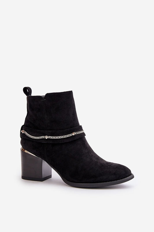 TEEK - Chained Accent Suede Heeled Ankle Boots SHOES TEEK MH
